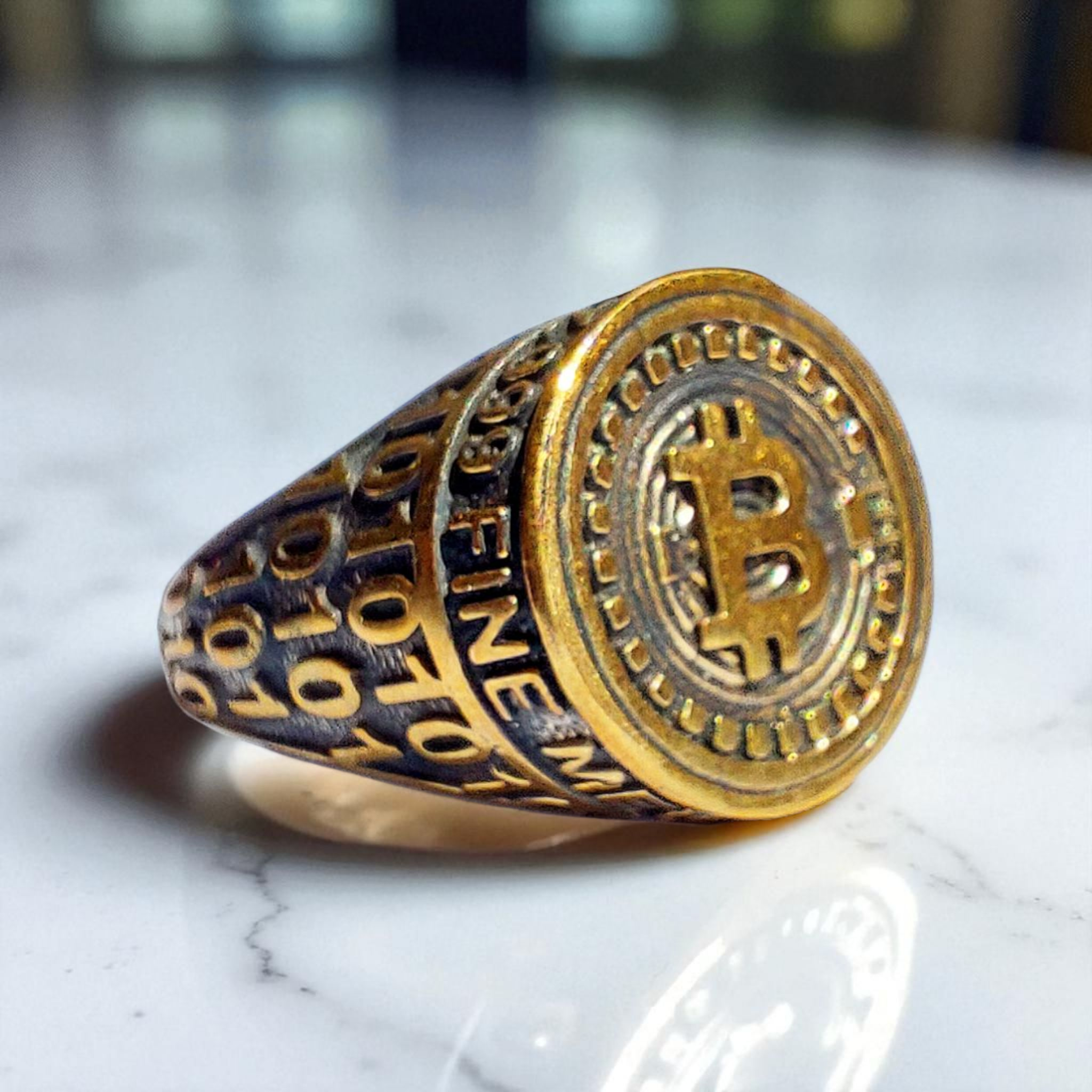 انگشتر مردانه طرح بیت کوین | جنس طلاروس درجه یک