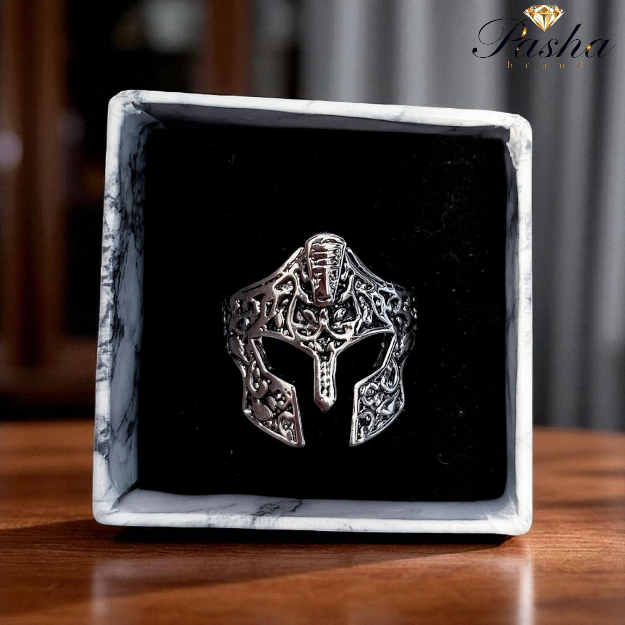 انگشتر نقره روس  مردانه طرح کلاهخود رومی (انگشتر گلادیاتور)