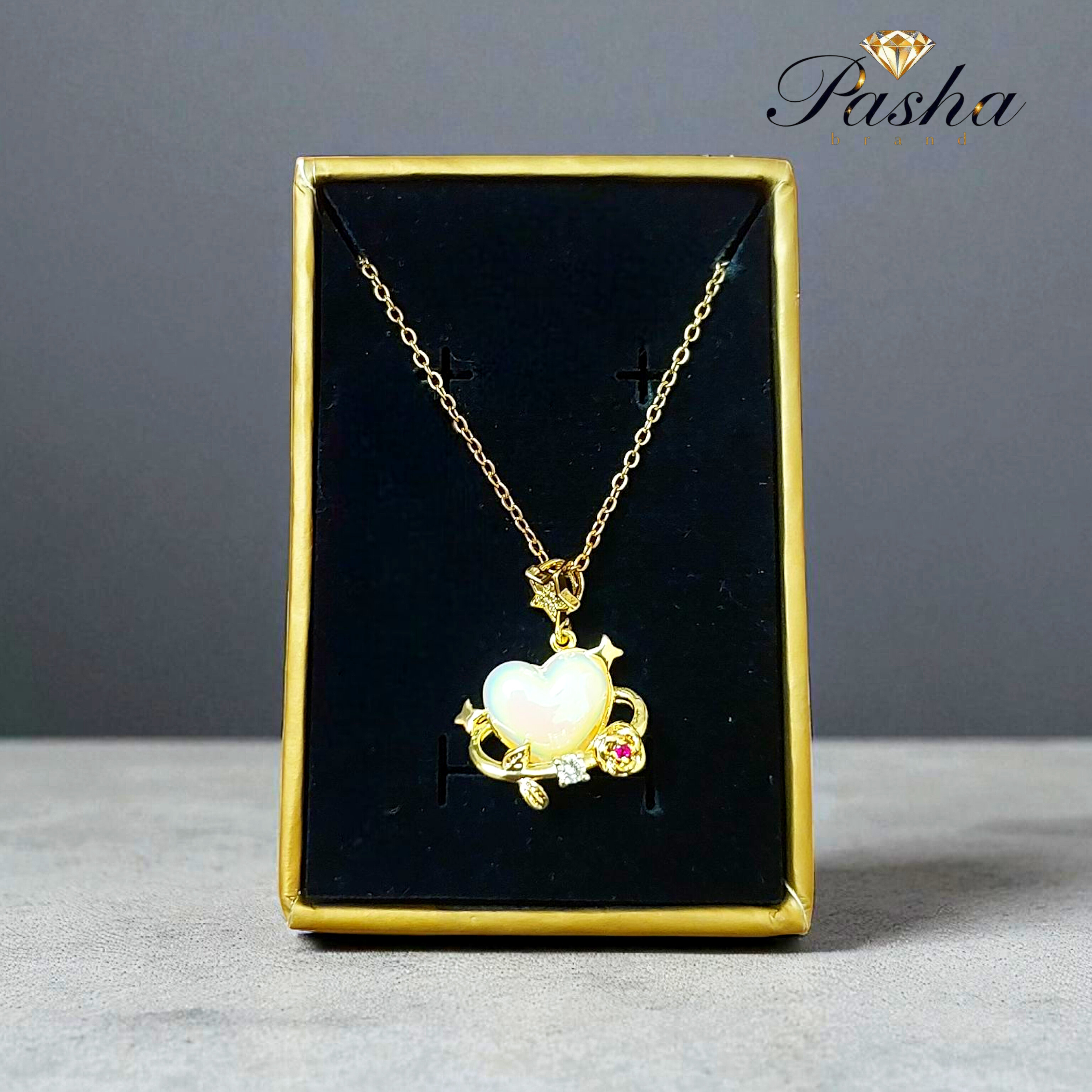 گردنبند زنانه طرح قلب کهکشانی استیل