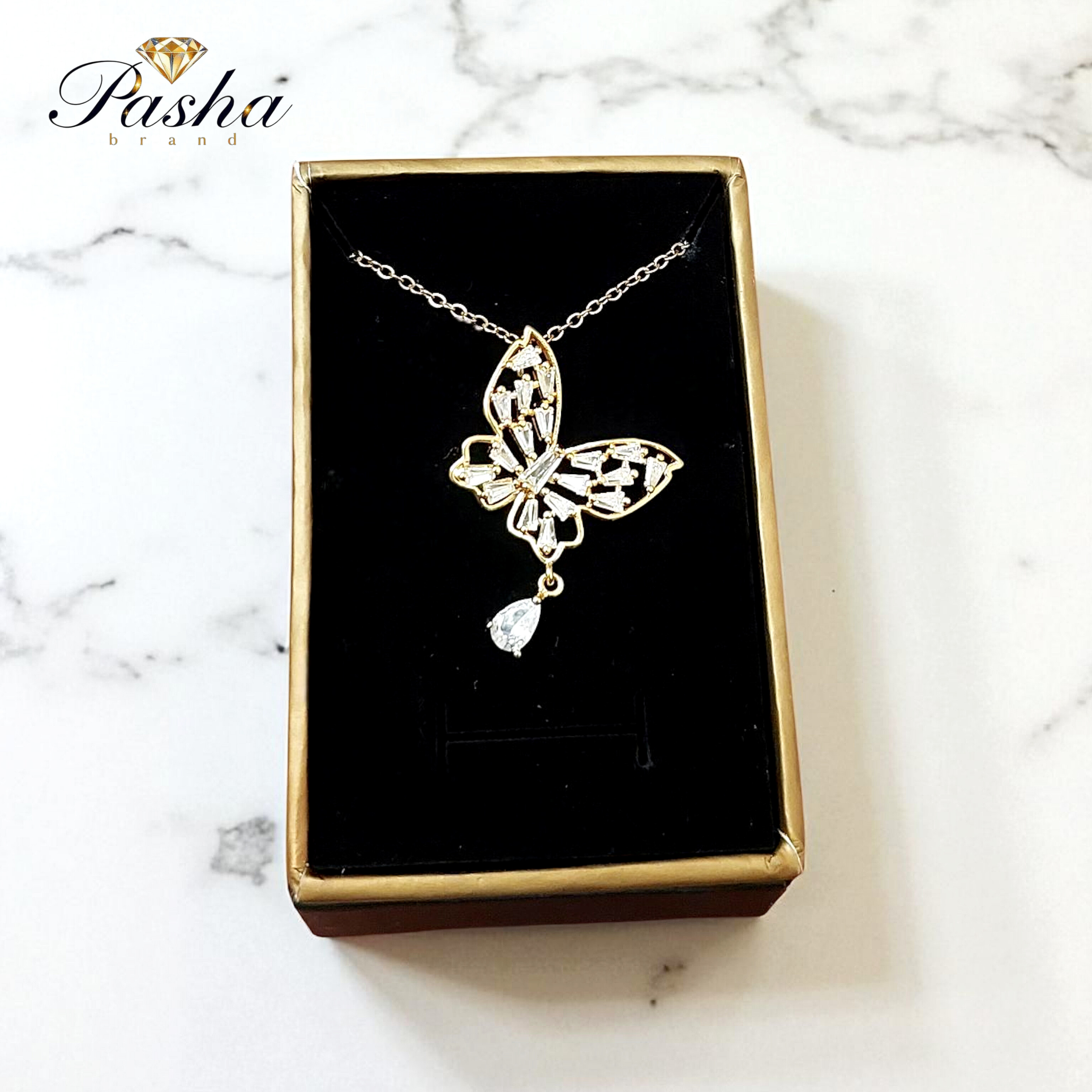 گردنبند طرح پروانه استیل